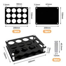 MAGICALCUTDIE 1set 12 Hole Acrylic Shot Glass Holder Shot Glass Serving Tray For Bar Wine Shot Glasses Display 3 Rows Black Mini Wine Glasses Storage Organizer Rack For Party Pub Club Family Gathering - Black - View 2