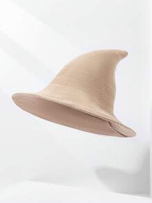 1 chiếc mũ phù thủy đan phong cách Châu Âu & Mỹ, mũ lưỡi trai nhọn hình phù thủy Halloween, có thể gấp lại, mặt hàng xuyên biên giới phổ biến, mũ xô trang trí Halloween mùa thu/đông, trang phục mùa đông - Nhiều màu - Xem 3