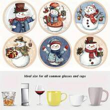 1 set/4 piezas/6 piezas Regalos de Navidad y posavasos de barro de diatomeas con diseño de muñeco de nieve, posavasos de café, decoración multiocasión para el hogar y restaurante, regalos diarios, decoración de mesa, decoración diaria, decoración de fiesta temática, como regalos de Navidad