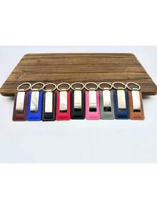 Customized PU Leather Keychain For Men And Women Metal Car Logo Key Chain Pendant Gift Laser Engraving Retro Vintage Keyring - Grey - View 3