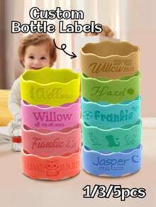 1/3/5pcs Customized Engraved Water Bottle Lanyard, Personalized Sports Water Bottle Tag, Water Bottle Pendant, Straw Cup Label, Suitable For Children And Infants - Multicolor(Regular) - View 1