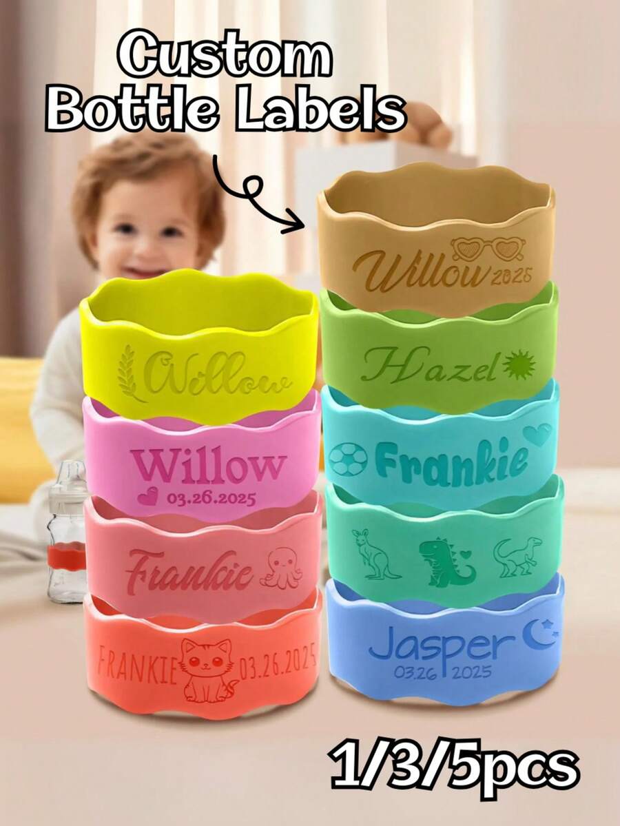 1/3/5pcs Customized Engraved Water Bottle Lanyard, Personalized Sports Water Bottle Tag, Water Bottle Pendant, Straw Cup Label, Suitable For Children And Infants - Multicolor(Regular) - View 1