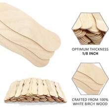55 Pcs Wooden Fan Handles 8 Inch, Jumbo Craft Sticks For Wedding Programs, Or Paint Mixing Crafts Home Art Projects, Classroom Art Supplies - Default - View 7