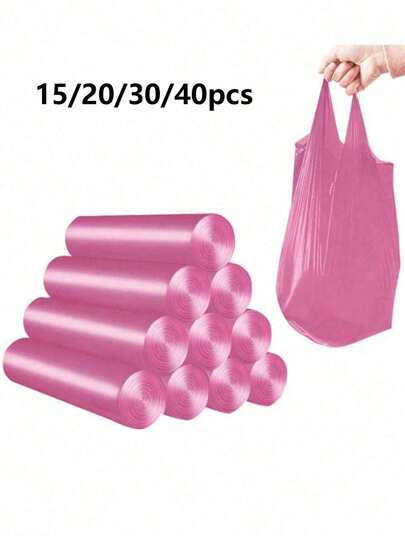 40 pezzi Sacchetti della spazzatura monouso rinforzati, con manici piatti, di grandi dimensioni, nuovo materiale per uso domestico, sacchetti della spazzatura monouso a rottura puntuale, sacchetti di plastica, per ufficio, cucina, camera da letto, cucina, bagno, casa, forniture per la casa