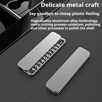 1个临时停车号码牌，隐藏式移动号码牌，车载号码牌 - 采用耐用铝合金制成，适用于车辆仪表盘装饰