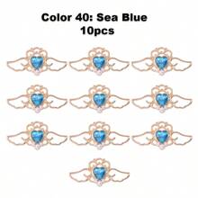 10pcs Mixed Color Baroque Style Alloy Vintage Hollow Out Heart & Wing Shaped Faux Pearl Pendant, Diy Jewelry Making Supplies, For Bracelets, Necklaces, Earrings, Hair Accessories, Wedding Dress, Shoes, Clothes, Collars, Curtains Decoration. 41*20mm Valentines