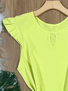 Women's Fashion Crepe Tank Top - Lime Green - View 2