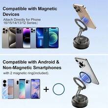 1pc Vacuum Chuck Phone Holder - Strong Magnetic Car Phone Holder Compatible With Iphone 16 15 14 13 12 Android, Adjustable Dashboard Phone Cradle, Hands-Free Car Phone Stand, Strong Suction, Compact And Foldable - Multicolor - View 9