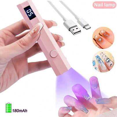 FollowBreak 1pc Handheld LED Display Nail Lamp, USB Rechargeable Portable Nail Dryer For Gel/Polish Curing, Suitable For Home DIY Use
