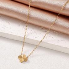 3 件钛钢四叶草项链、手链和耳环套装，女士时尚奢华珠宝 - 金色 - 查看 4