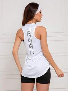 Kit Of 3 Women's Dry Fit Printed Tank Tops For Gym, Sports, Fitness - 黑色 白色 灰色 - 查看 6