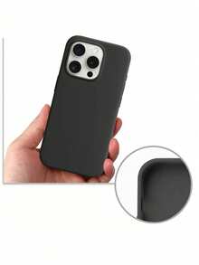 2.0mm Thick Liquid Silicone Phone Case, Compatible With Apple 16, 15, 14, 13, 12, 11 Pro Max And Galaxy S24 Ultra, S23, S22, S25 Series, Full Body Protective Cover - Black - View 3