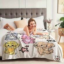 1PC Creative KPOP SKZOO Pattern Flannel Blanket, Machine Washable, Soft And Comfortable Flannel Blanket, Lightweight Wool Blanket, Comfortable Air Conditioning Blanket, Home Decoration, Suitable For Four Seasons, Friend Gift, Suitable For Sofa, Bed, Car, Office, Camping, Travel, Outdoor, Suitable For Giving To Family And Friends.The Perfect Gift For Sons, Daughters, Grandmothers, Grandfathers, Fathers, Mothers, Uncles, And Aunts - 彩色 - 查看 4