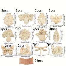 12件/24件/36件木制昆虫工艺套装，DIY手工工艺套装，创意木制工艺品，DIY派对装饰，生日手工，创意绘画套装，创意艺术工艺用品，创意礼品套装