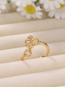 1PC/4PCS Gold Adjustable Toe Ring Set – Heart Cross Rose Paw Design Foot Jewelry For Women Summer Beach Style