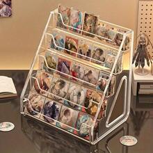 1pc Display Shelf - 5-Tier Acrylic Shelves With Transparent Dividers - High Capacity Storage Rack, Suitable For Anime Figures, Trading Cards, Badges, Collectibles - Sturdy Design For Desktop Or Exhibition Use - Ideal Choice For Collectors And Retailers, Clear Acrylic Material - Retail Display Rack - 透明 - 查看 3
