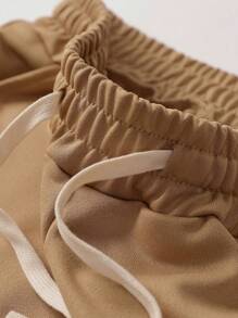 Men's Spring/Autumn Letter Print Hoodie And Drawstring Waist Pants Set, Lightweight, Fashionable Sportswear, Casual, Suitable For Commuting, Work, Fishing, Camping, Gym