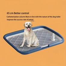 新款平板狗厕所，透气板易于拆卸和清洁，可重复使用的狗厕所训练垫架，配有可拆卸塑料网格尿垫支架，宠物厕所狗便盆带尿液导柱，可拆卸垫架带凸起围栏 - 彩色 - 查看 6