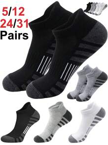 31Pairs Ankle Athletic Running Socks Cushioned Breathable Low Cut Sports Tab Socks For Men And Women