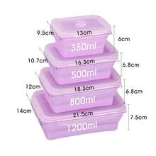Collapsible Silicone Food Storage Container, Leftover Meal Box For Kitchen, Bento Lunch Boxeree, Microwave, Dishwasher And Fre Safe. Foldable Design Saves Your Space - Picture Color - View 10