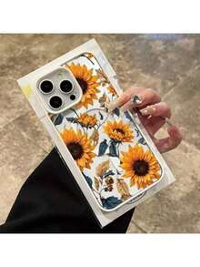 White Macaron Magnetic Phone Case, Phone 16 15 14 13 12 11Pro Max Plus Wildflower Pattern Anti-Scratch MagSafe After Enabling Hard PC Protection Anti-Drop Protection Ultra-Thin Phone Case Gift - 白色 - 查看 2
