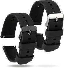 2 Piezas de Correas de Reloj de Silicona, Correas de Reloj de Reemplazo de Goma Suave de Liberación Rápida para Hombres y Mujeres - 20 mm - Ver 8