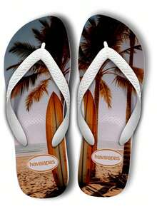 Lightweight And Soft Beach Style Flip-Flops. 3D Digital Print - 椰子板 - 查看 1