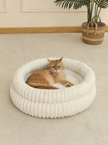 1 件舒适猫窝，柔软可爱的猫床，透气猫睡篮，适合小型、中型和大型猫，所有季节 - 白色 - 查看 7