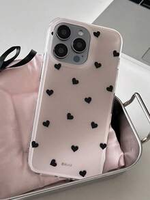 Cute Full Screen Heart Glossy Phone Case Compatible With IPhone 16 15 14 13 12 11 Pro Max Soft Back Cover - Baby Pink - View 2