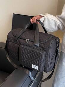 可折叠便携式旅行行李袋，轻便可折叠，干湿分离，独立鞋隔层，大容量，多口袋，非常适合一日游、过夜、医院包、书包、海滩旅行或度假包，适用于学校配件学校用品 - 黑色 - 查看 2