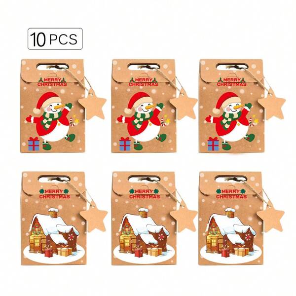 20pcs Christmas Gift Box, Bread Candy Packaging Biscuit Box, Snowflake Paper Bag Kraft Paper Candy Box Packaging Box Christmas Christmas Decorations Christmas Pajamas Christmas Gifts Christmas Decor