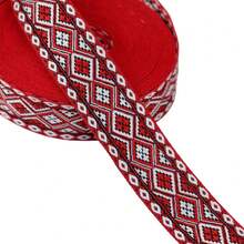 Ruy băng Jacquard đỏ trắng rộng 3,1cm, viền thêu cổ điển dùng để may quần áo, gói quà, trang trí nhà cửa cho đám cưới - Nhiều màu - Xem 1