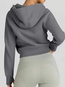 Zip Up Hoodies Cropped Sweatshirts Fleece Fall & Winter Casual Comfy Y2k Tops Women - 深灰色 - 查看 5