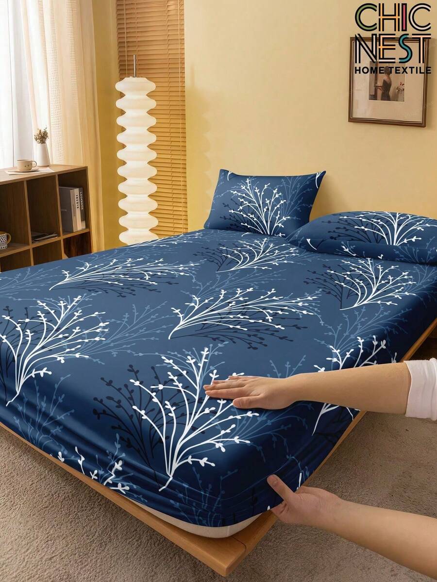 1 件白色红色心形图案床笠床垫保护套，情人节床垫罩，床单，柔软透气，适合所有尺寸的床 - 单人床、双人床、特大床、大号床单深口袋床单家纺