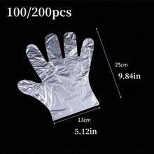 Caja/Bolsa de 100/200 piezas de guantes desechables transparentes de plástico sin látex para preparación de alimentos, , cocina, limpieza y barbacoa
