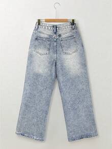 Vintage Washed Street Style Jeans, Sexy Design, Casual Vacation Travel Pants, Relaxed And Fashionable Straight Leg Jeans, Suitable For Back To School Season