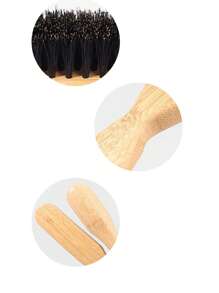Natural Boar Bristle Hair Brush With Bamboo Handle - Suitable For All Hair Types, Helps Create Smooth Hairstyles, Tames Frizz, Enhances Shine, Features High-Quality Boar Bristles, Fragrance-Free, Expertly Designed. - Multicolor - View 3