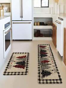 1 件，复古蓬松圣诞树图案地垫，防滑、防油、防水地垫，防尘地垫，适用于厨房、客厅、洗衣房和浴室、房间装饰 - 杏色 - 查看 4