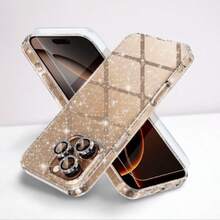 I Phone 16 Pro Max Case - Women's Cute Clear Glitter Bling Sparkly Design, 3 Diamond Camera Lens Protectors, 2 Tempered Glass Screen Protectors, 6.9-Inch (Glitter Clear) - Trending, Best Seller, New Arrival, Gift Idea, Protective, Slim Fit, Shockproof, Accessories - Clear - View 1