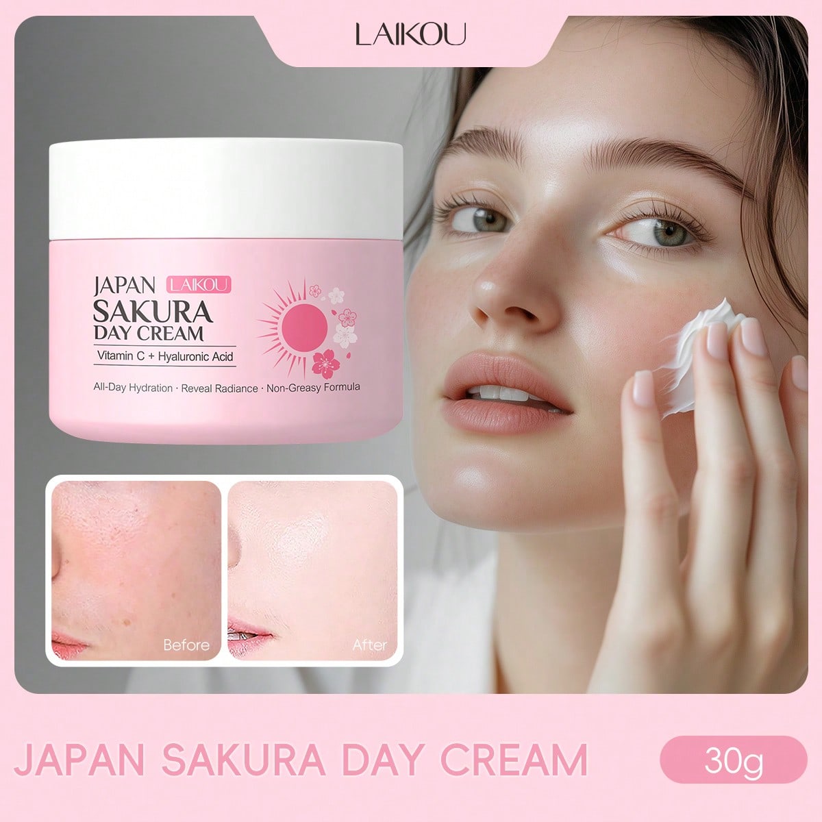 Shein Women's Night Cream 1Pc Japanese Sakura 30G, Skin Repairing Face Cream, Firming & Moisturizing Face Cream, Deep Nourishing Facial Moisturizer, Suitable For All Skin Types Can Be Used For Self-Care, Spa, Gift For Girlfriend Autumn - Image 3