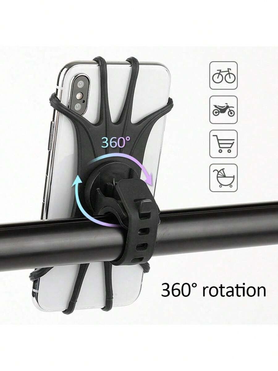 1pc Quickly Installed Silicone Bicycle Phone Holder, 360° Rotatable Anti-Drop Bracket, Multifunctional Outdoor Cycling Navigation Accessory, Can Be Fixed On Bicycle, Mountain Bike, Shopping Cart, Motorcycle, Stroller, Etc. - Multicolor - View 1