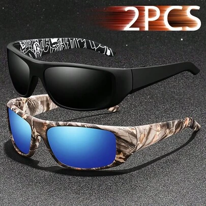 2副/套 复古骑行钓鱼男女通用运动时尚眼镜，经典复古设计，适合登山、户外活动、海滩度假、夏季男士有色眼镜