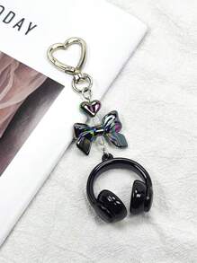 1 pièce Porte-clés écouteurs unisexe dégradé pour mélomanes, dragonne polyvalente pour téléphone, support de carte CCD cool, pendentif sac à dos étudiant, cadeau pour festival de musique, accessoire de voiture pour femmes, porte-clés pour sac