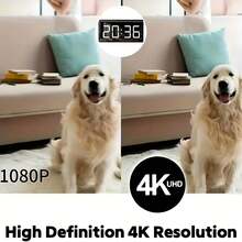 4K WiFi Camera Clock, Indoor Home Camera, Wireless HD Camera, App Real-Time Viewing, Night Vision, Motion Detection Loop Recording, Portable Wireless Surveillance Camera For Home, Office, Warehouse - màu đen - Xem 6