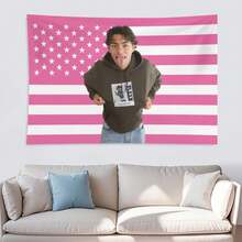 Movie Celebrity Actor Malachi Tapestry Barton Pink Art Flag Tapestry For Room Aesthetic Living Room Bedroom College Dorm Decor Pink Gift - Pink - View 4