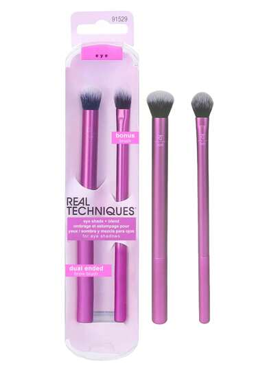 Real Techniques Real Techniques Eye Shade & Blend Makeup Brush Duet, For Eyeshadow & Liner, Makeup Tools For Shaping & Grooming Brows, Defined Makeup Look, Vegan & Cruelty-Free, 2 Count