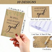 60 Pcs Christian Gift Bulk For Women Bible Verse Notebook Prayer Journal Inspirational Ballpoint Pen Notepad Christmas Church Gifts For Women Sunday School Family Brown - 如圖所示 - 查看 2