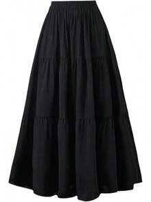 Women's Summer Long Flowy Renaissance Skirt With Pockets - Boho High Waist A-Line Maxi Skirt,Vacation Outfits Women,Valentine Outfits For Women,Street Photography - 黑色 - 查看 1