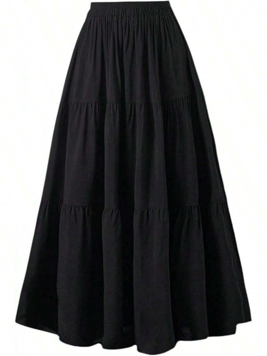 Women's Summer Long Flowy Renaissance Skirt With Pockets - Boho High Waist A-Line Maxi Skirt,Vacation Outfits Women,Valentine Outfits For Women,Street Photography - 黑色 - 查看 1