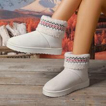 Damen Schneestiefel, dicke flache warme Stiefeletten für den Winter